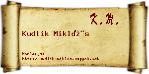 Kudlik Miklós névjegykártya